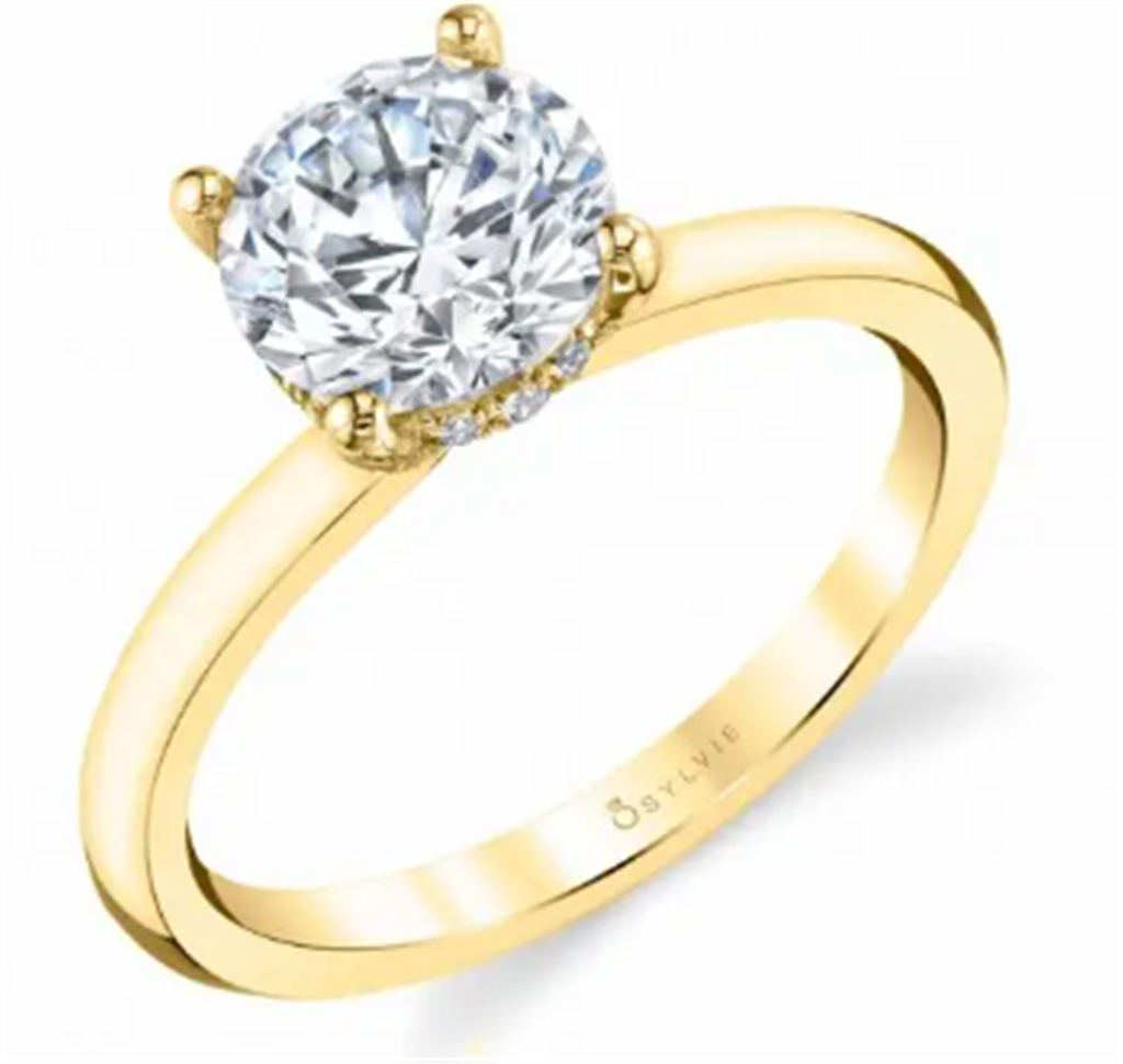 14K Yellow Gold 0.12ctw Diamond Hidden Halo Engagement Ring Mounting