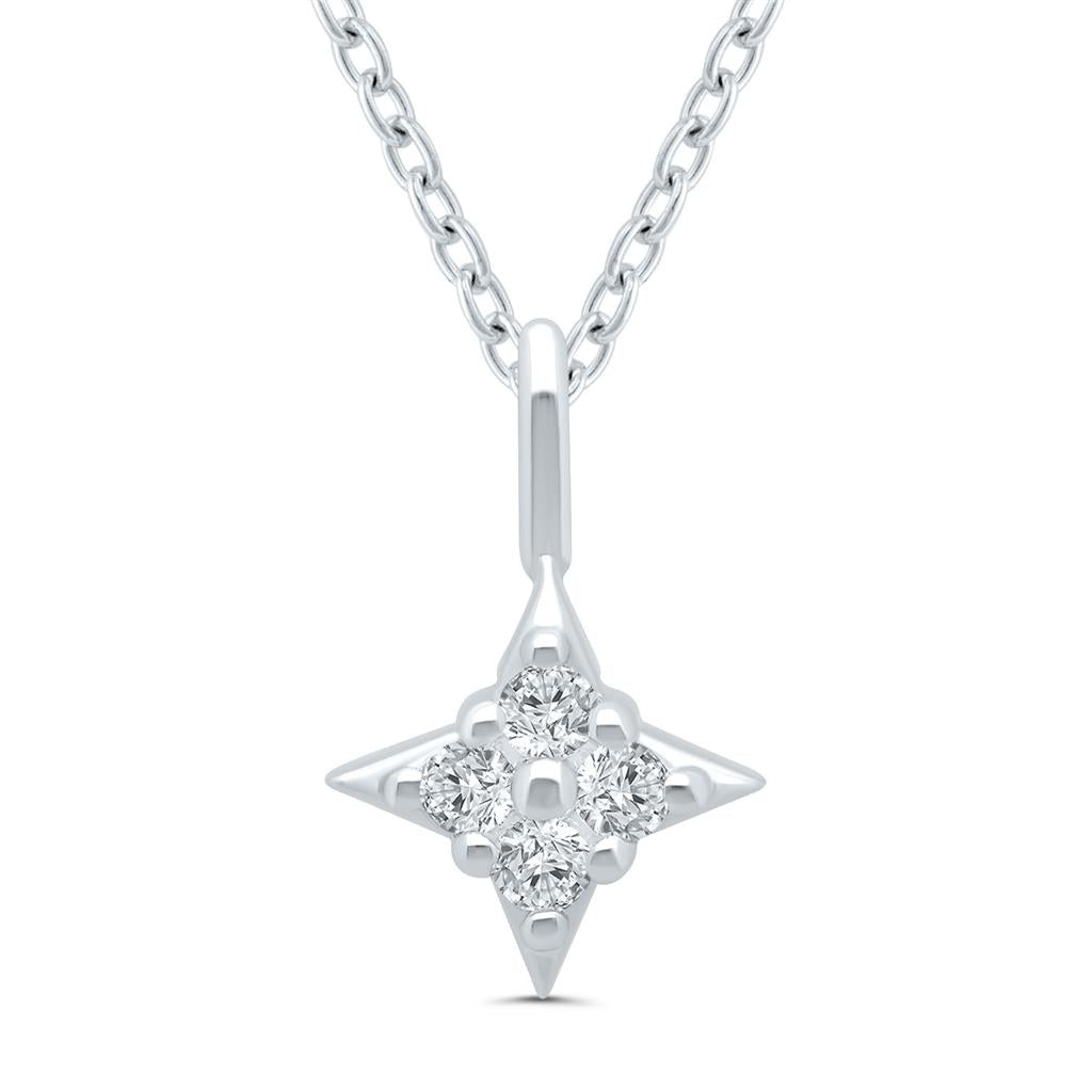 14K White Gold 0.25ctw Diamond Star Necklace
