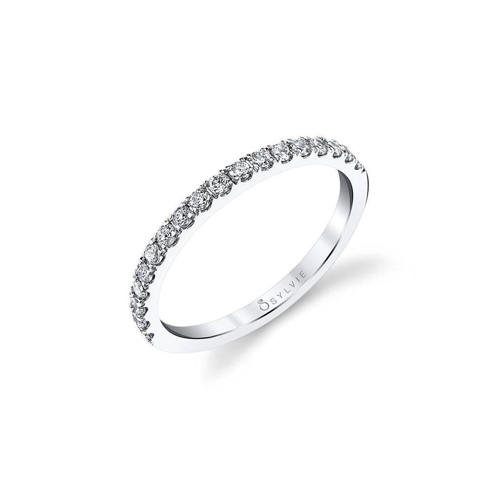 14K White Gold 0.32ctw Round Diamond Half Wedding Band
