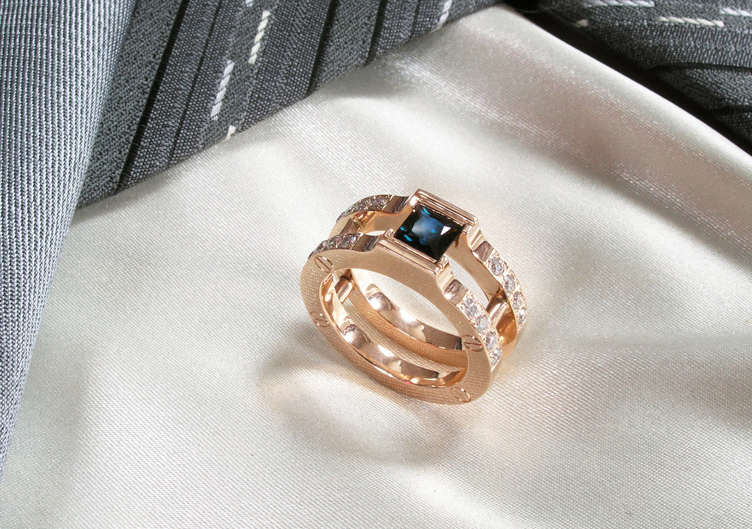 Men's sapphire and diamond ring