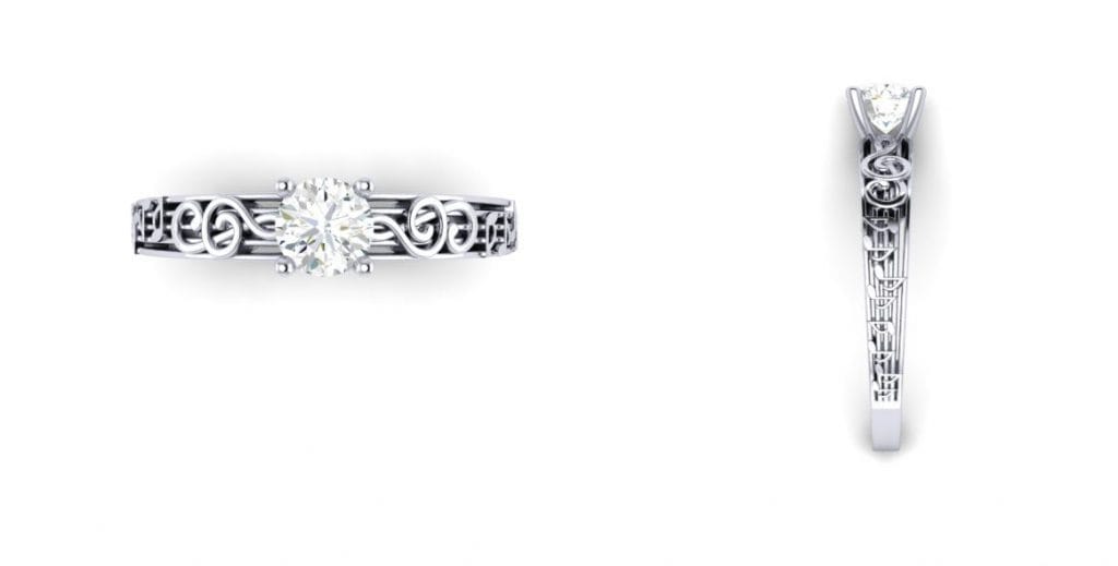Brian and Danielle’s Custom Designed Engagement Ring CAD View