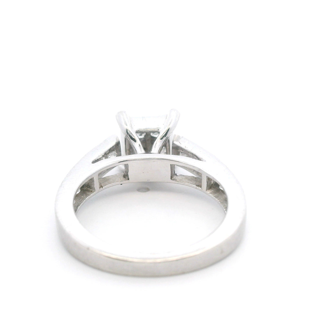 Estate 14K White Gold 0.96ctw Princess Cut Diamond Cluster Engagement Ring