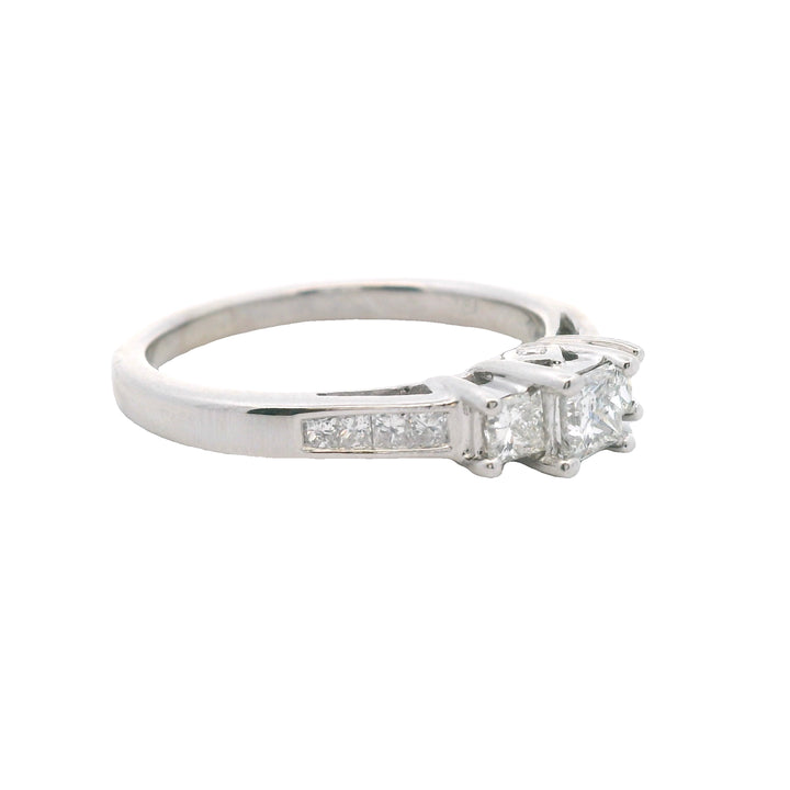 Estate 14K White Gold 0.92CTW Princess-Cut Diamond Three-Stone Engagement Ring - AS-IS
