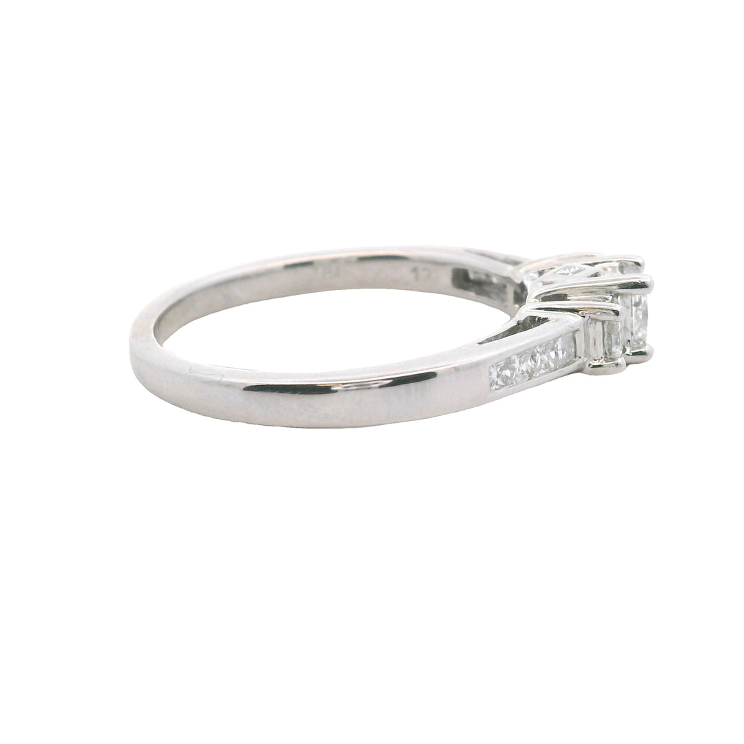 Estate 14K White Gold 0.92CTW Princess-Cut Diamond Three-Stone Engagement Ring - AS-IS