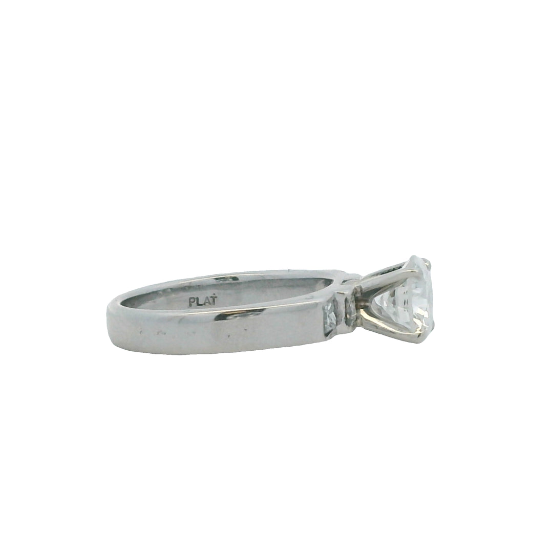 Estate Platinum 1.28CTW Round & Princess-Cut Diamond Engagement Ring