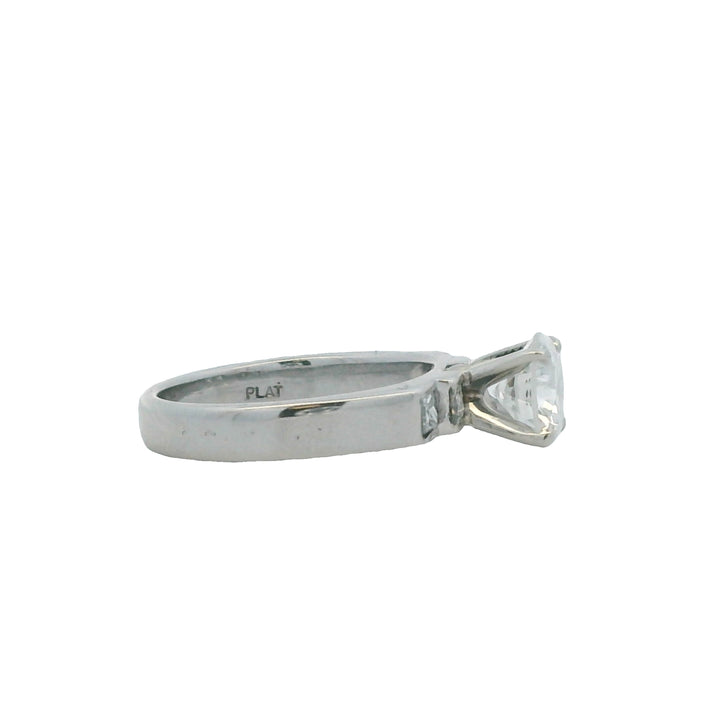 Estate Platinum 1.28CTW Round & Princess-Cut Diamond Engagement Ring