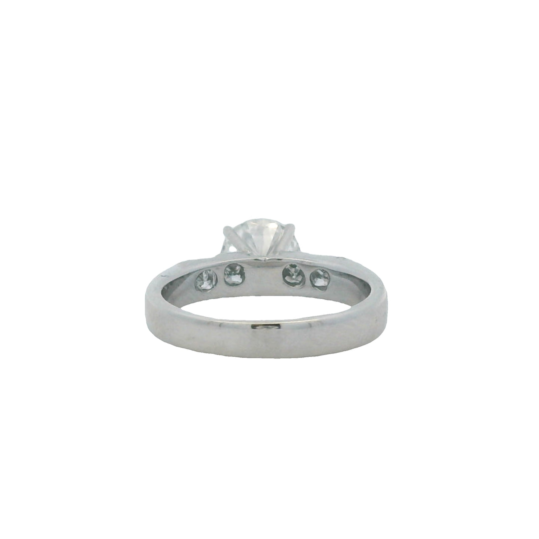 Estate Platinum 1.28CTW Round & Princess-Cut Diamond Engagement Ring