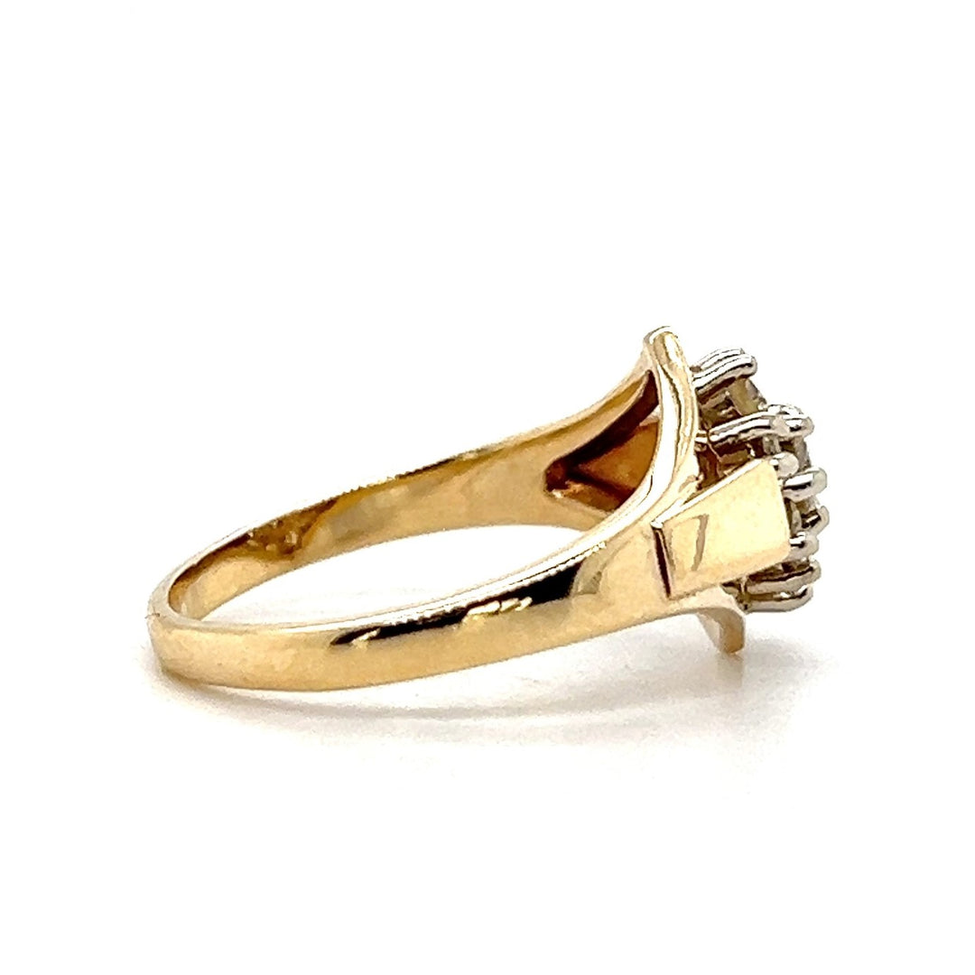 Estate 14K Yellow Gold 0.57CTW Diamond Vintage Floral Cluster Ring