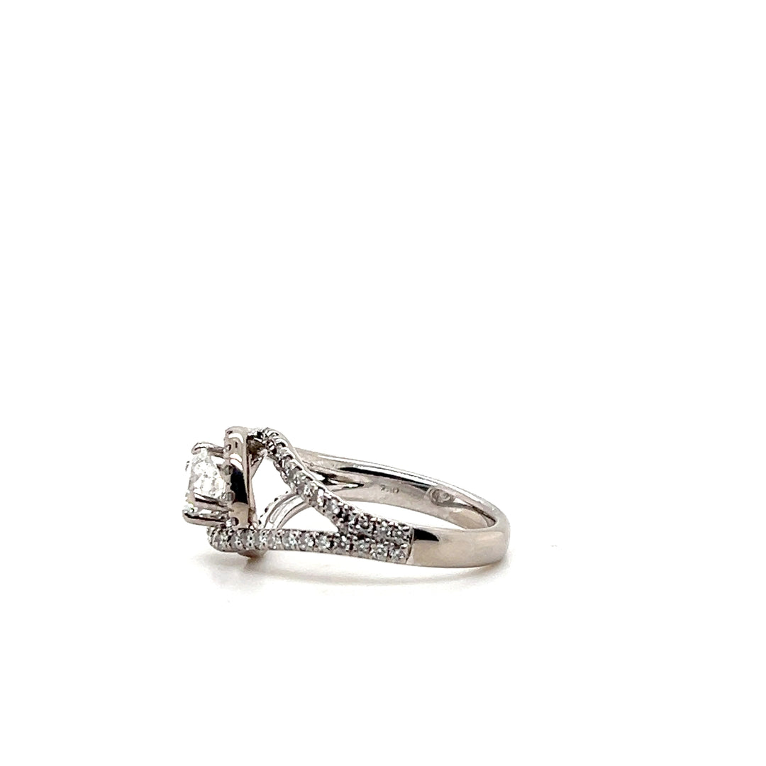 Estate Hearts On Fire 18KT White Gold Split Bypass Diamond Engagement Ring, Contemporary