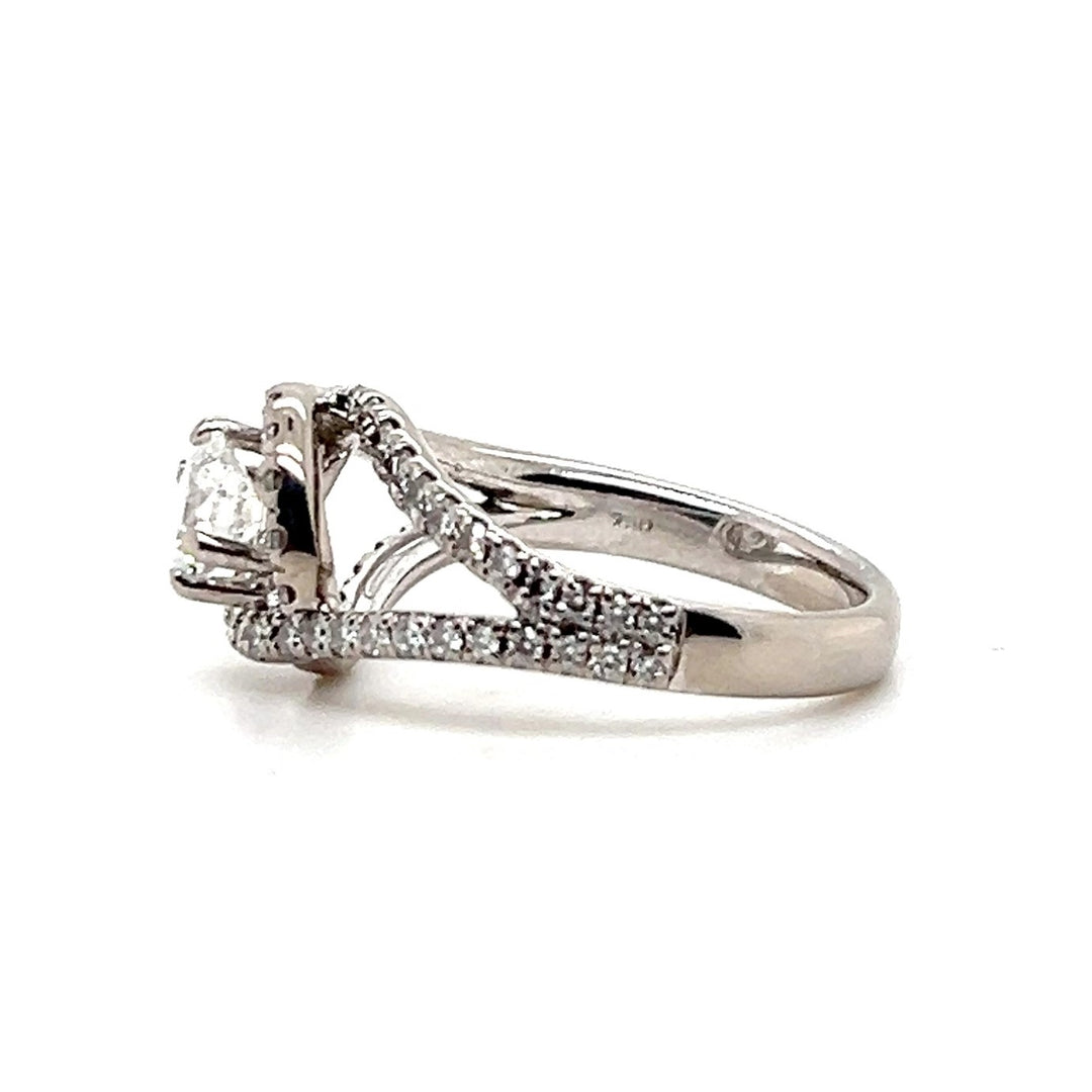 Estate 18K White Gold 1.23CTW Diamond Bypass Halo Engagement Ring by Hearts On Fire