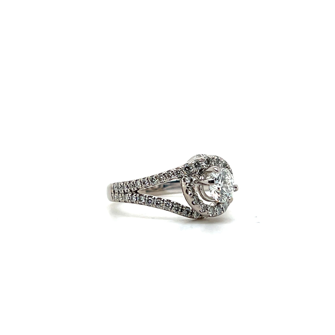 Estate Hearts On Fire 18KT White Gold Split Bypass Diamond Engagement Ring, Contemporary
