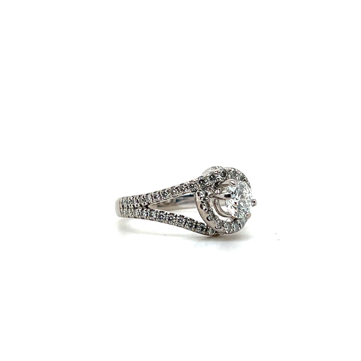 Estate Hearts On Fire 18KT White Gold Split Bypass Diamond Engagement Ring, Contemporary