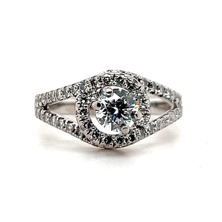 Estate 18K White Gold 1.23CTW Diamond Bypass Halo Engagement Ring by Hearts On Fire