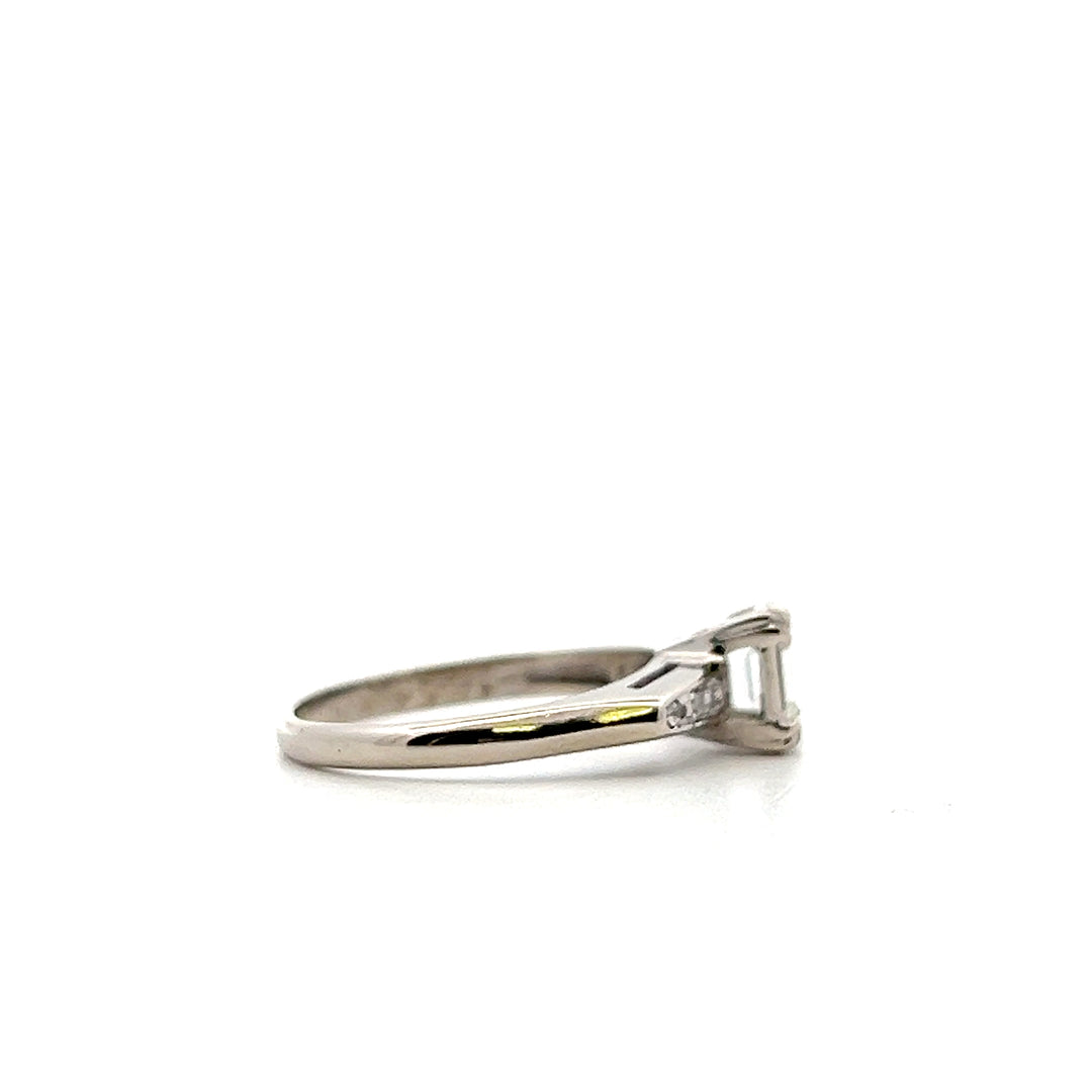 Estate 14KT White Gold Emerald Cut Diamond Engagement Ring, ca. 1950’s