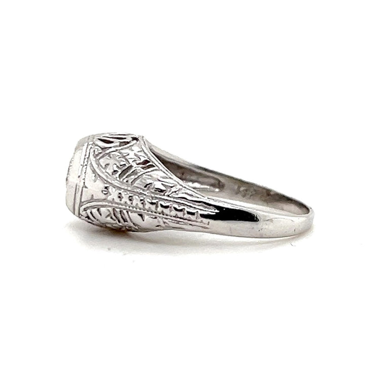 Estate 14K White Gold 0.23CTW Transitional-Cut Diamond Art Deco Engagement Ring