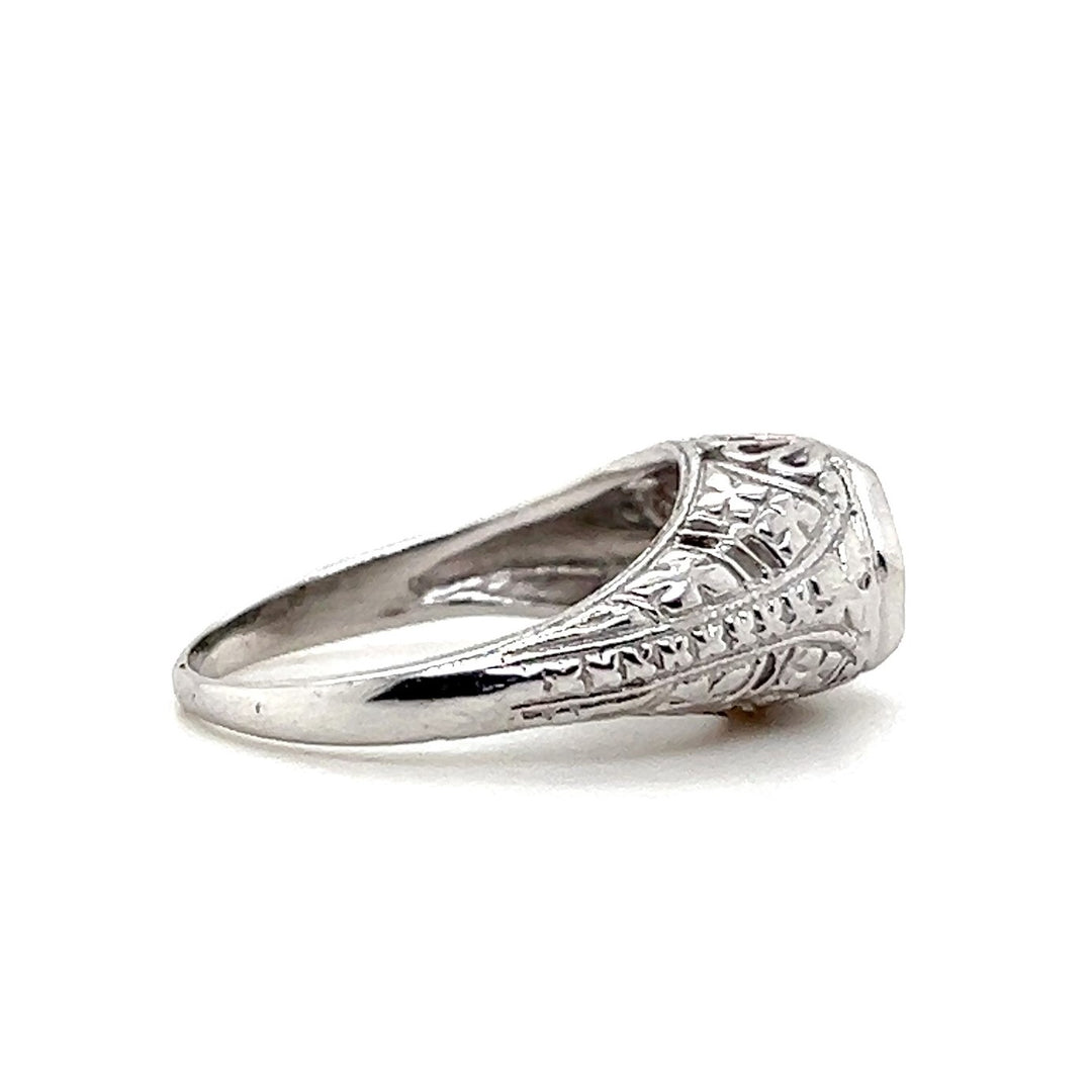 Estate 14K White Gold 0.23CTW Transitional-Cut Diamond Art Deco Engagement Ring