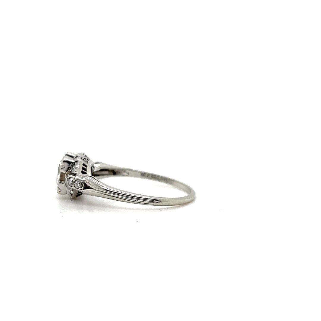 Estate 18KT White Gold Transitional Cut Diamond Engagement Ring, ca. 1930’s (As-Is)
