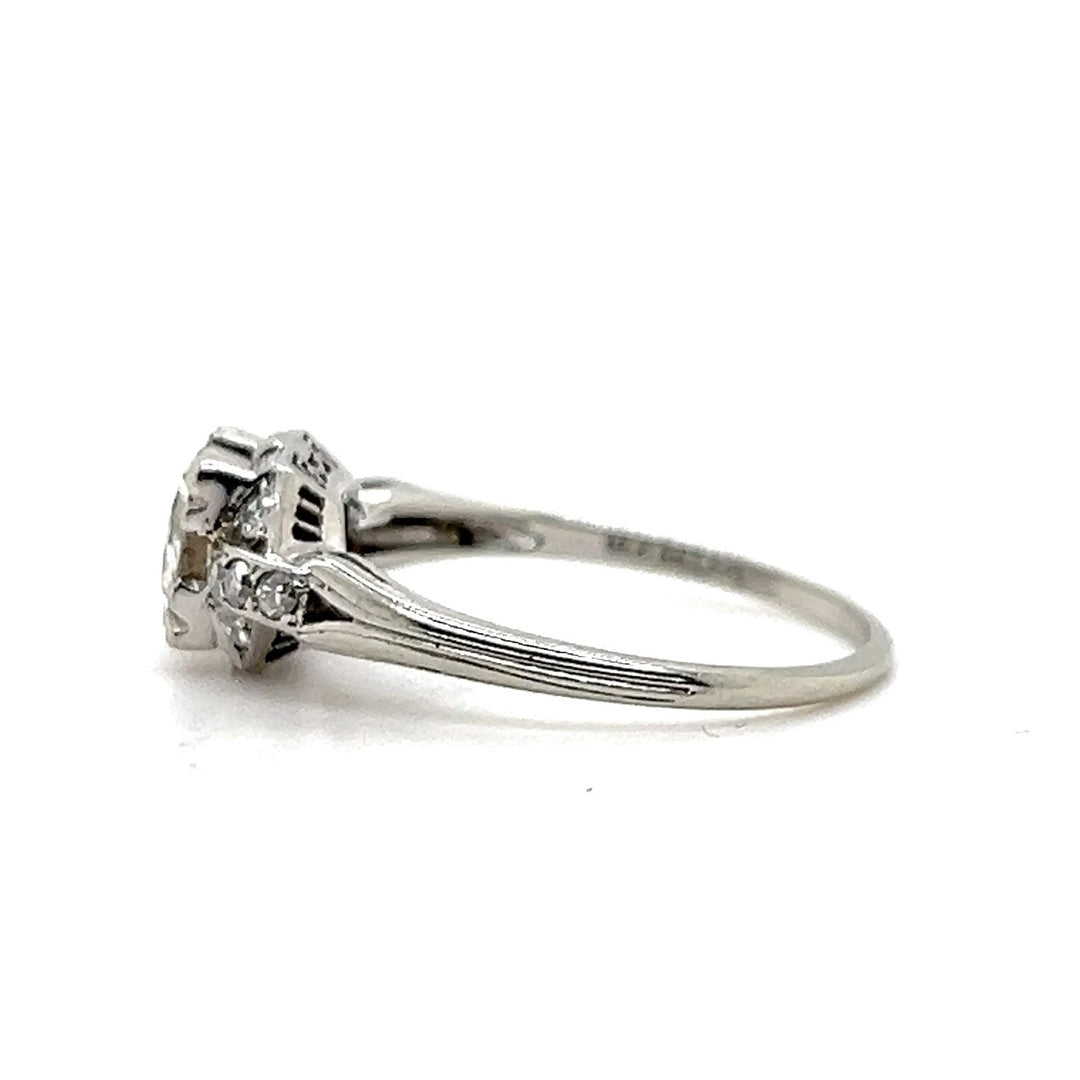 Estate 18K White Gold Transitional-Cut Diamond Vintage Engagement Ring - AS-IS