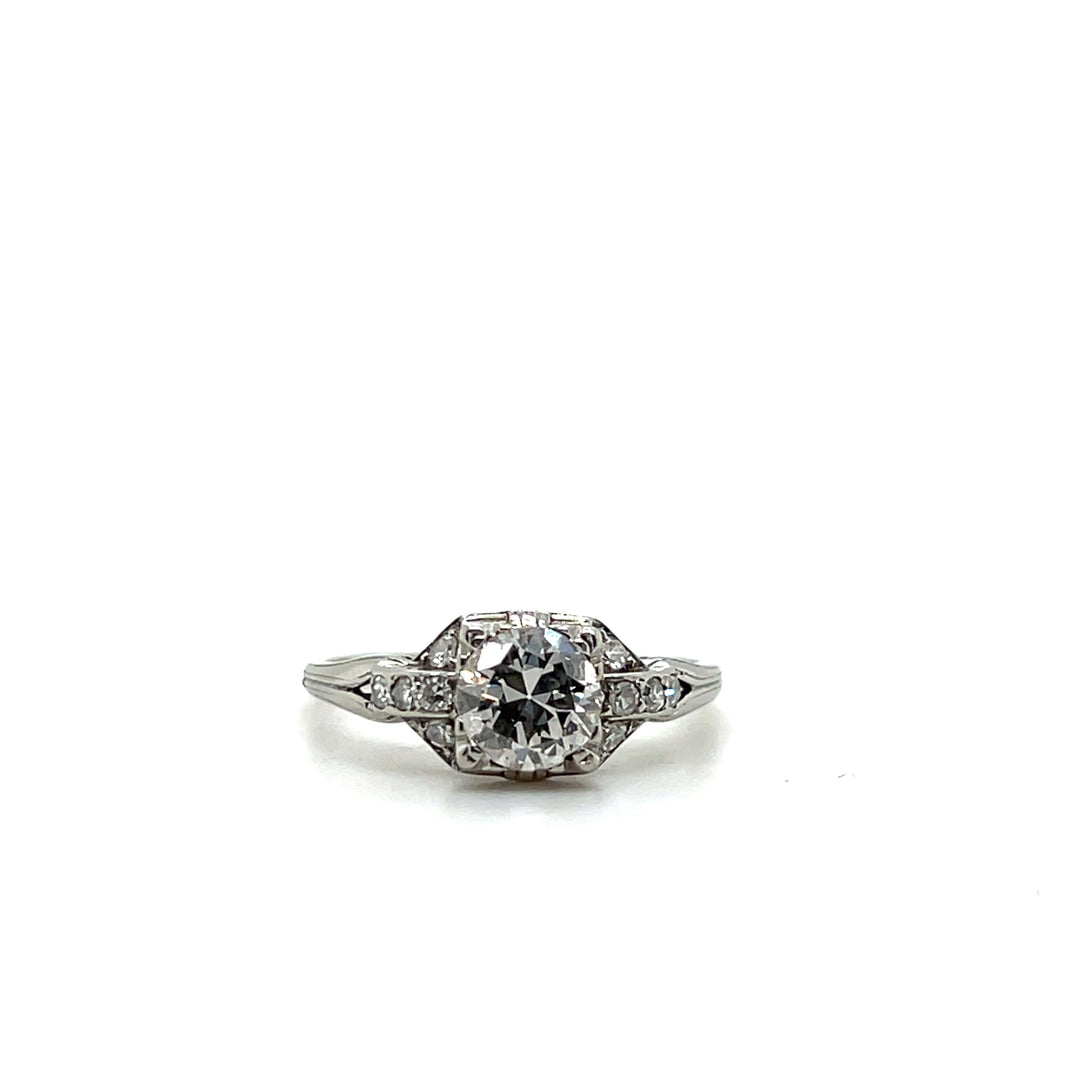 Estate 18KT White Gold Transitional Cut Diamond Engagement Ring, ca. 1930’s (As-Is)