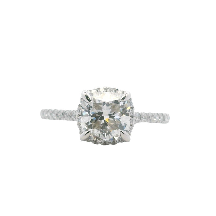 14K White Gold 1.95CTW Cushion-Cut Lab Diamond Halo Engagement Ring