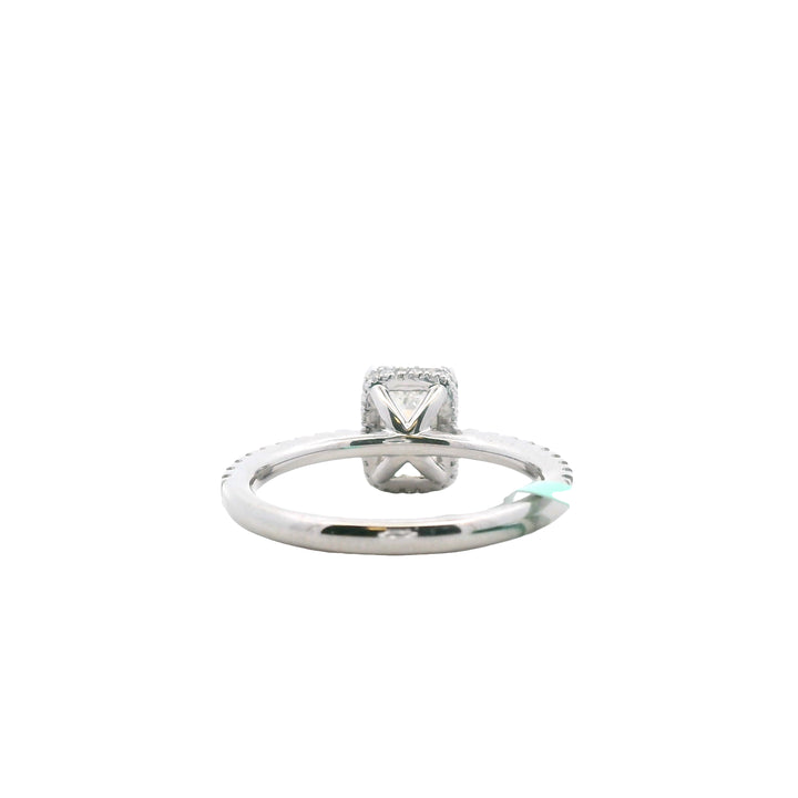 14K White Gold 1.45CTW Emerald-Cut Lab Diamond Halo Engagement Ring