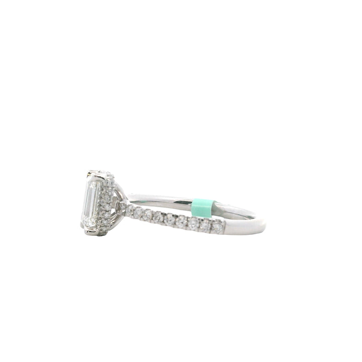 14K White Gold 1.45CTW Emerald-Cut Lab Diamond Halo Engagement Ring