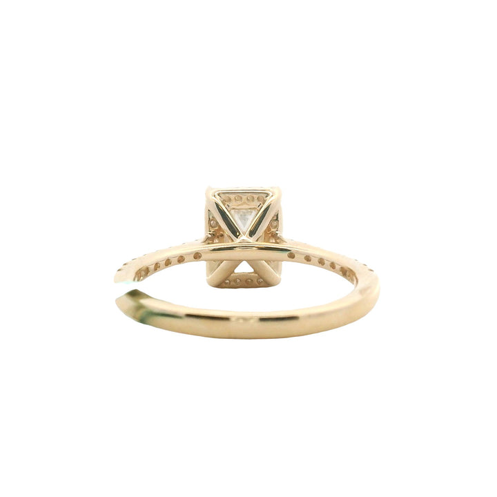 14K Yellow Gold 1.95CTW Emeral- Cut Lab Diamond Halo Engagement Ring