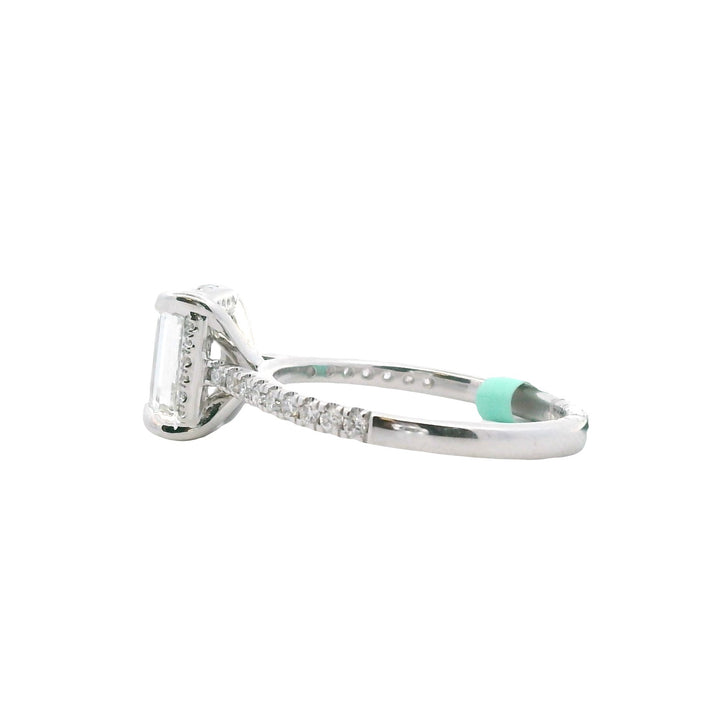 14K White Gold 1.95CTW Emerald-Cut Lab Diamond Halo Engagement Ring