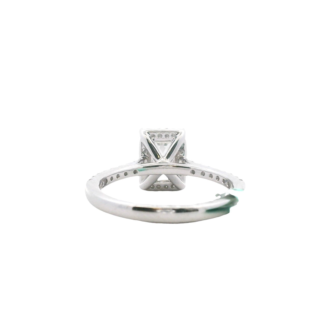 14K White Gold 1.95CTW Emerald-Cut Lab Diamond Halo Engagement Ring