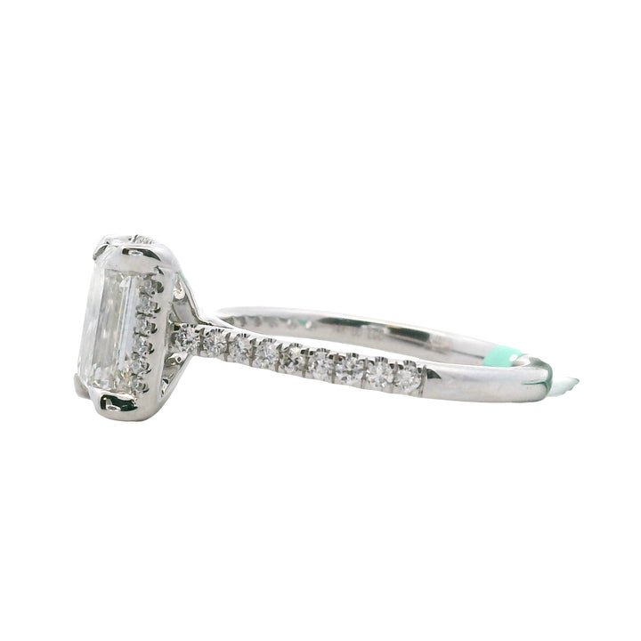 14K White Gold 1.95CTW Emerald-Cut Lab Diamond Halo Engagement Ring