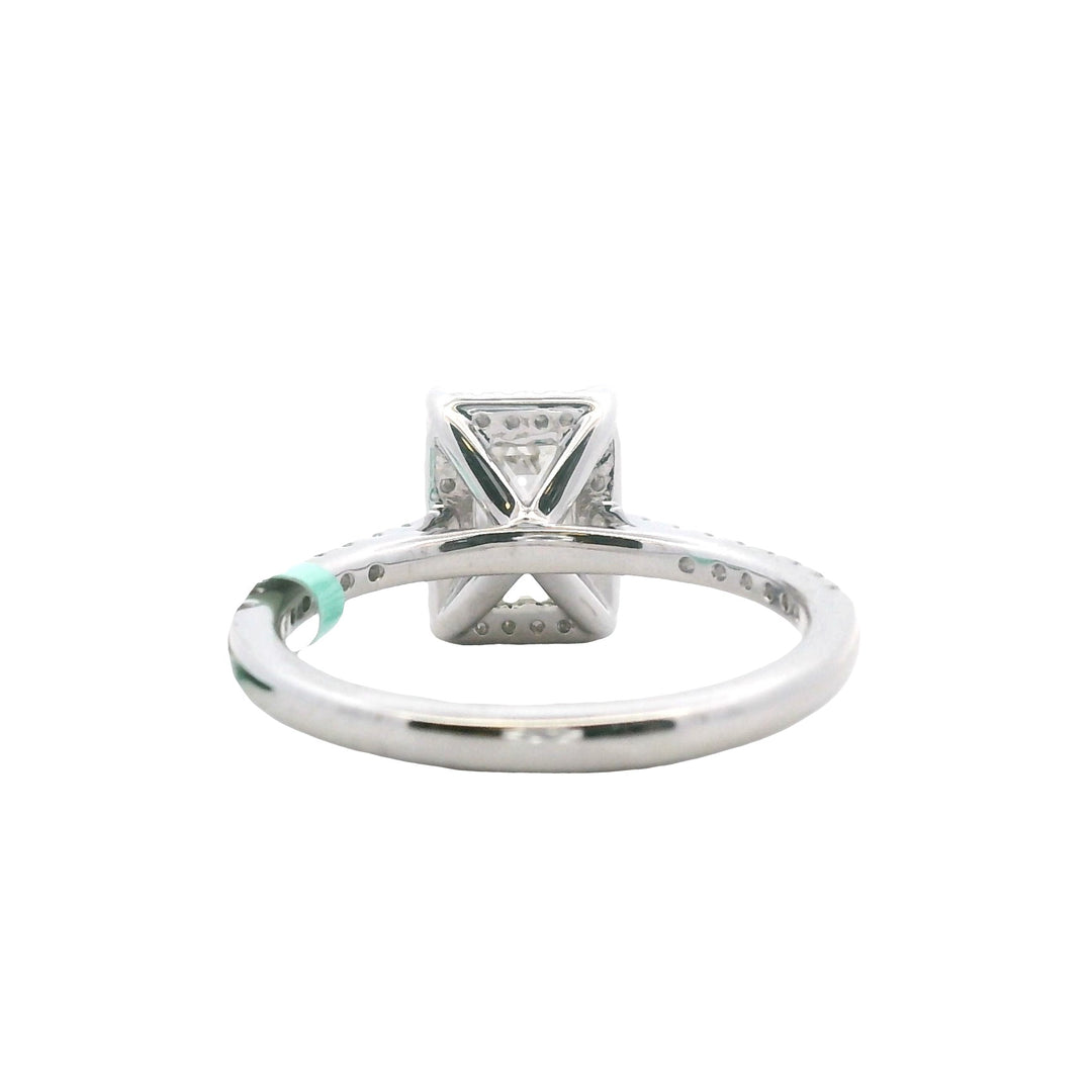 14K White Gold 1.95CTW Emerald-Cut Lab Diamond Halo Engagement Ring