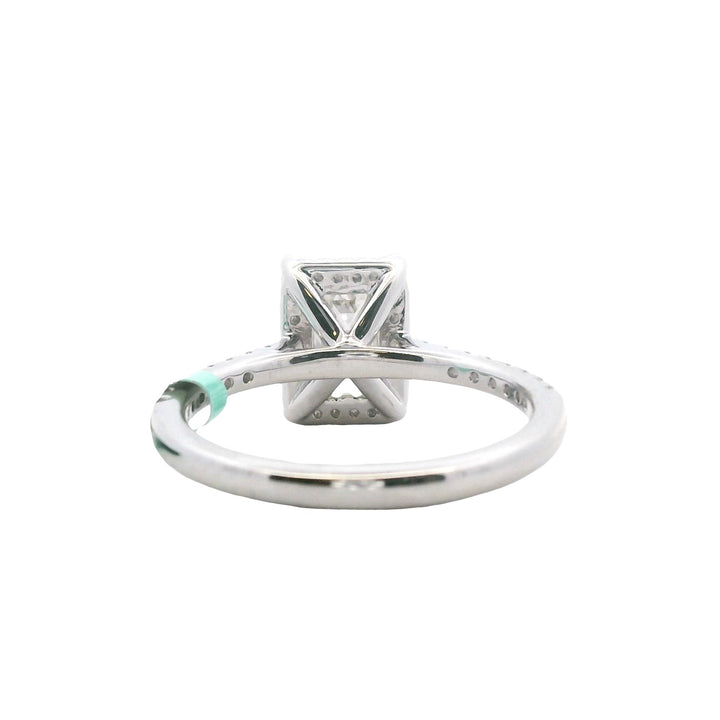 14K White Gold 1.95CTW Emerald-Cut Lab Diamond Halo Engagement Ring