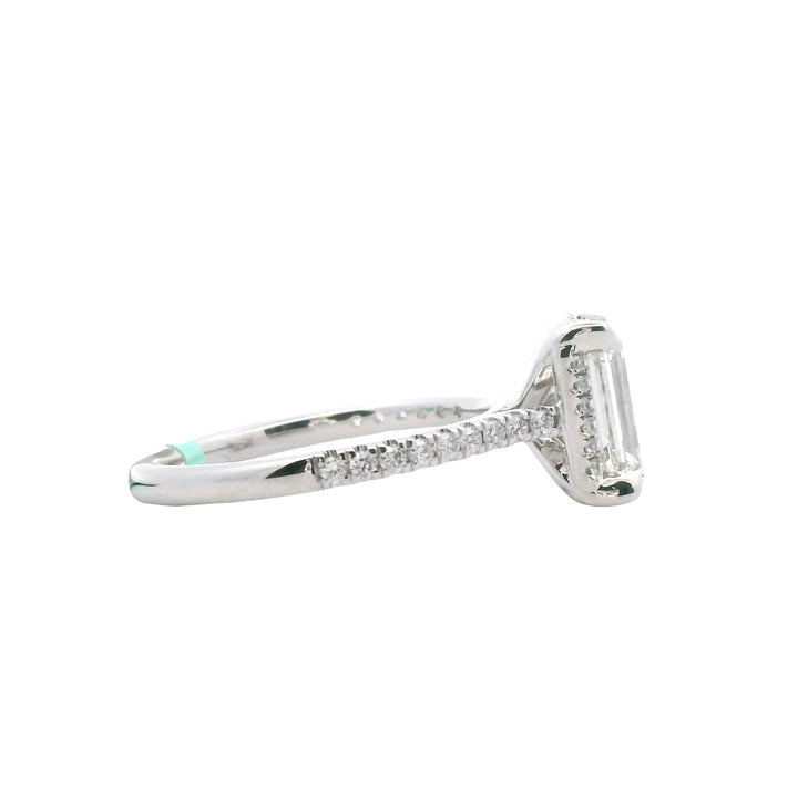 14K White Gold 1.95CTW Emerald-Cut Lab Diamond Halo Engagement Ring