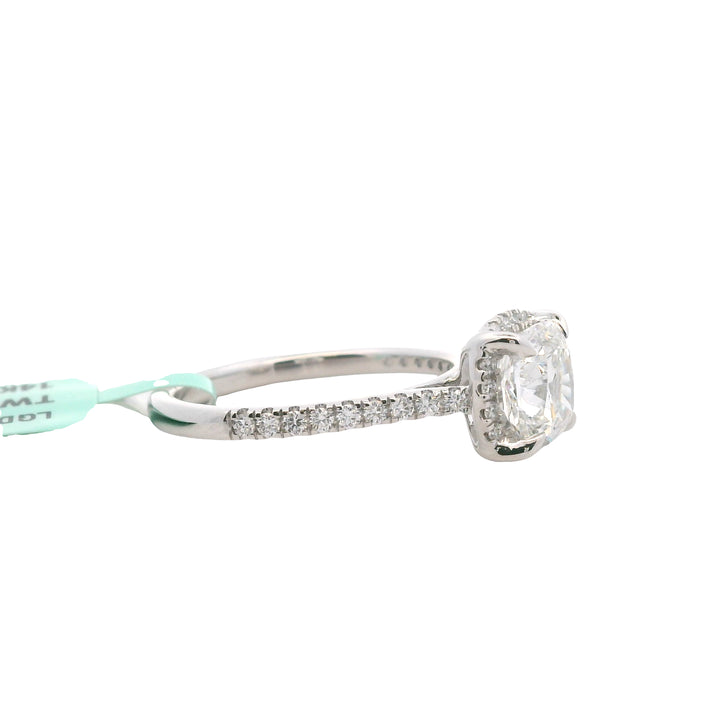 14K White Gold 1.95CTW Cushion-Cut Lab Diamond Halo Engagement Ring