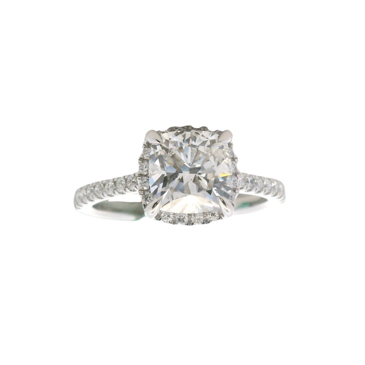 14K White Gold 1.95CTW Cushion-Cut Lab Diamond Halo Engagement Ring