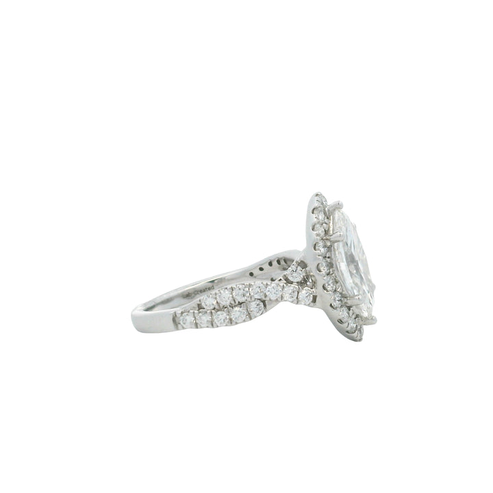 14K White Gold 2.25CTW Lab-Grown Marquise Diamond Halo Engagement Ring
