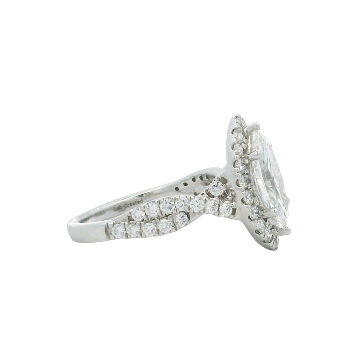 14K White Gold 2.25CTW Lab-Grown Marquise Diamond Halo Engagement Ring