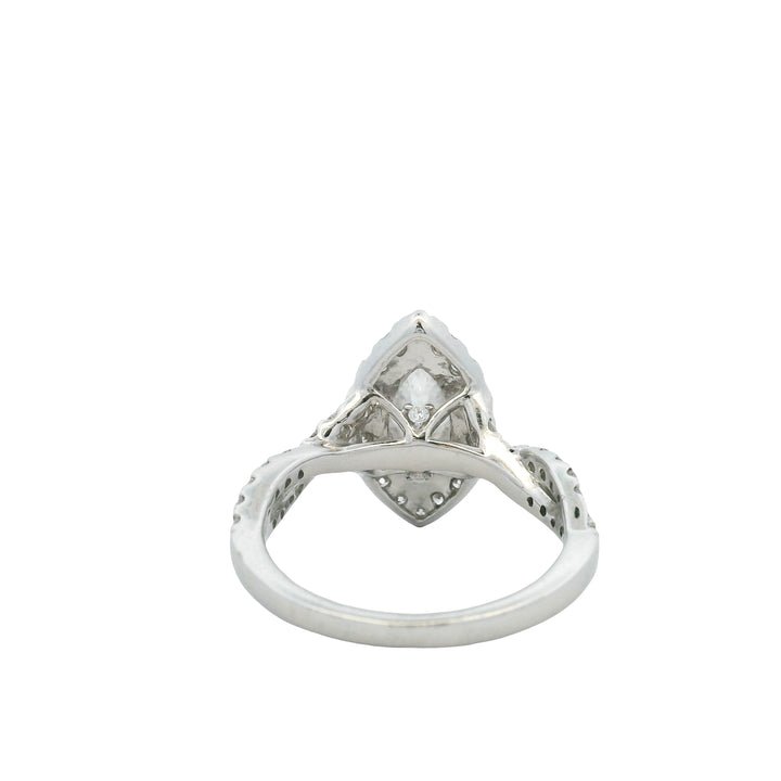 14K White Gold 2.25CTW Lab-Grown Marquise Diamond Halo Engagement Ring