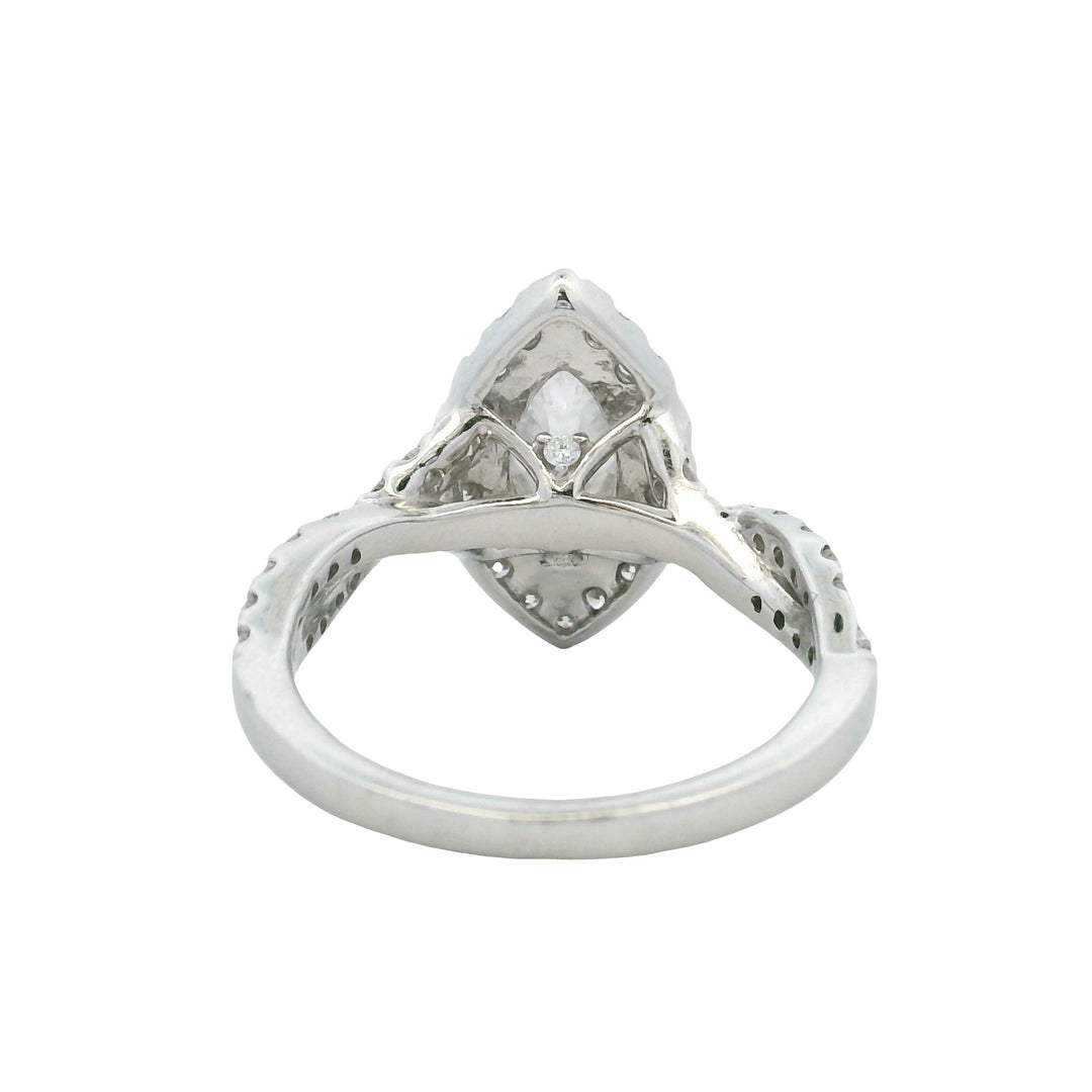 14K White Gold 2.25CTW Lab-Grown Marquise Diamond Halo Engagement Ring