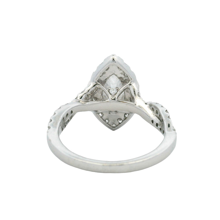 14K White Gold 2.25CTW Lab-Grown Marquise Diamond Halo Engagement Ring