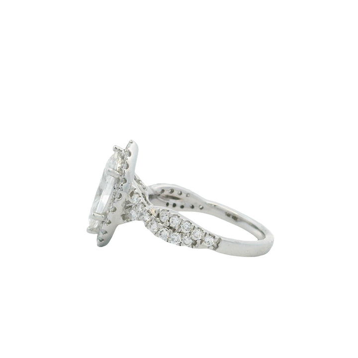 14K White Gold 2.25CTW Lab-Grown Marquise Diamond Halo Engagement Ring