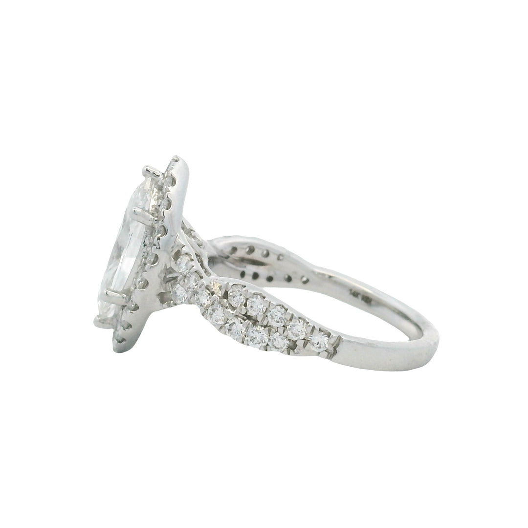14K White Gold 2.25CTW Lab-Grown Marquise Diamond Halo Engagement Ring