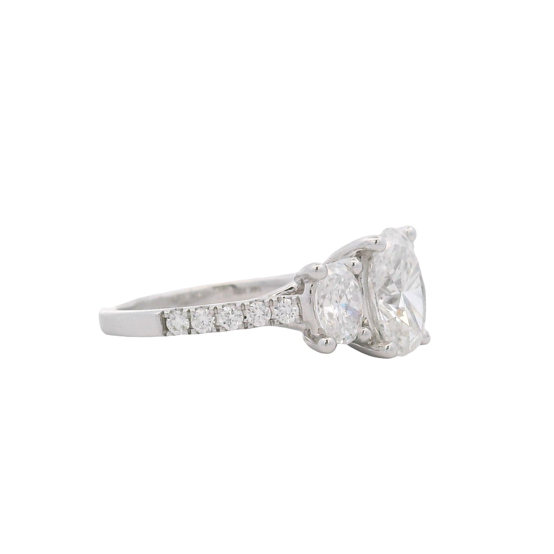 14K White Gold 3.25CTW Lab Grown Diamond Three-Stone Engagement Ring