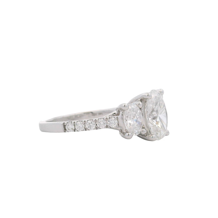 14K White Gold 3.25CTW Lab Grown Diamond Three-Stone Engagement Ring