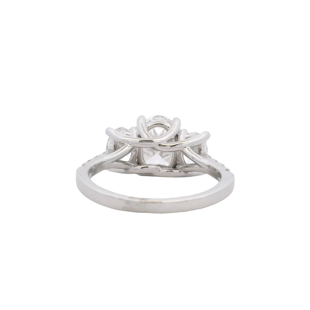 14K White Gold 3.25CTW Lab Grown Diamond Three-Stone Engagement Ring