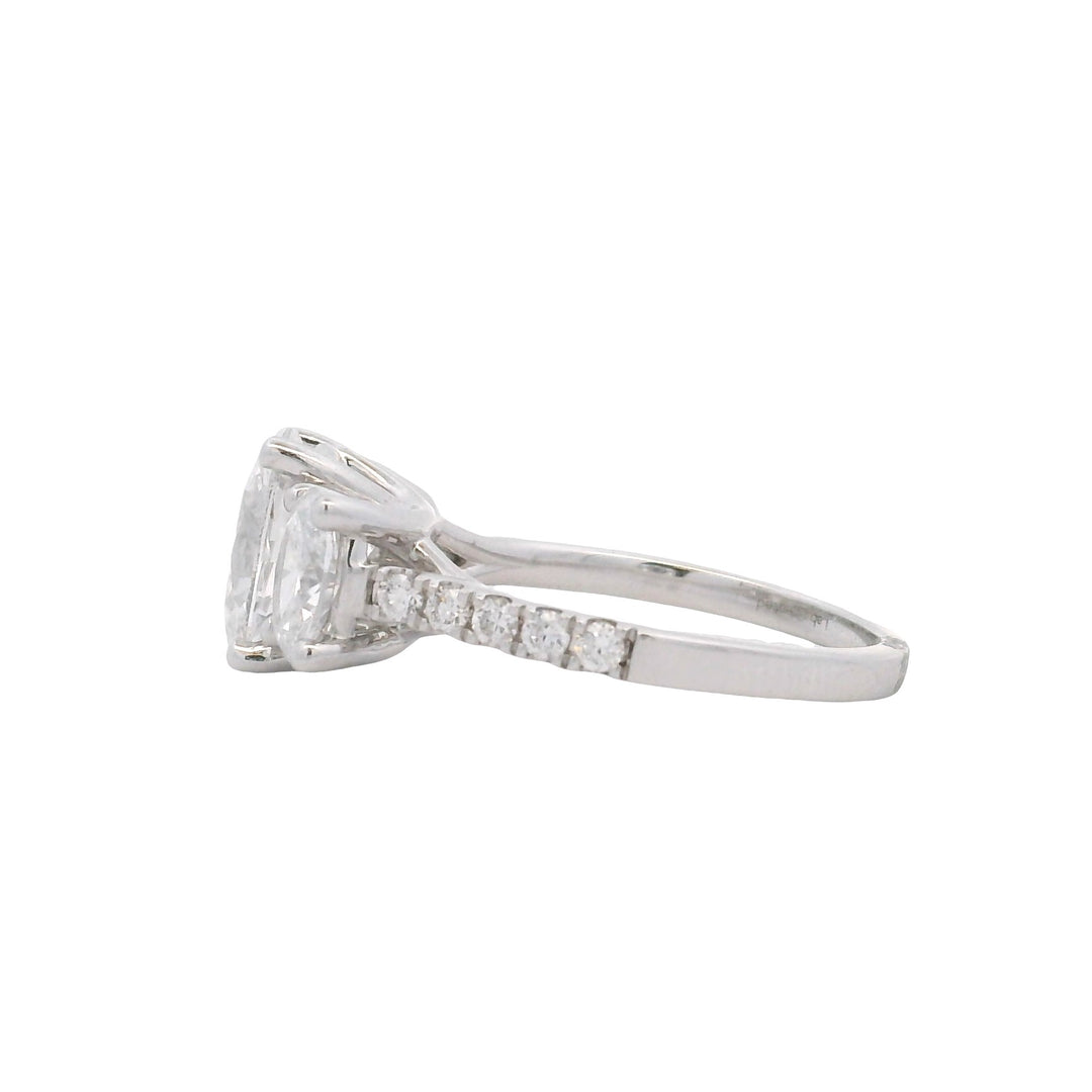 14K White Gold 3.25CTW Lab Grown Diamond Three-Stone Engagement Ring