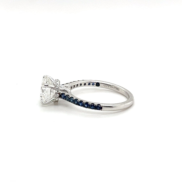 14K White Gold Lab Diamond & Blue Sapphire Engagement Ring