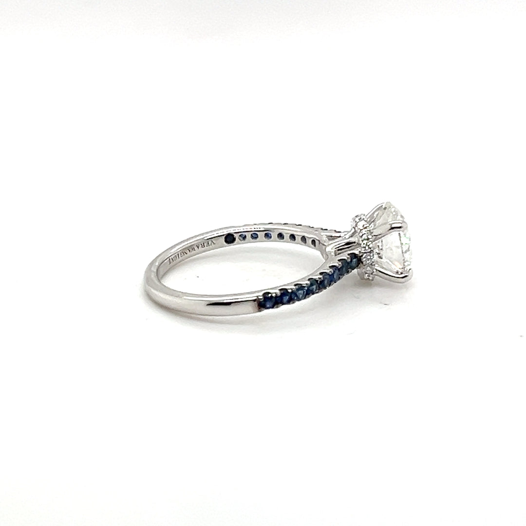 14K White Gold Lab Diamond & Blue Sapphire Engagement Ring