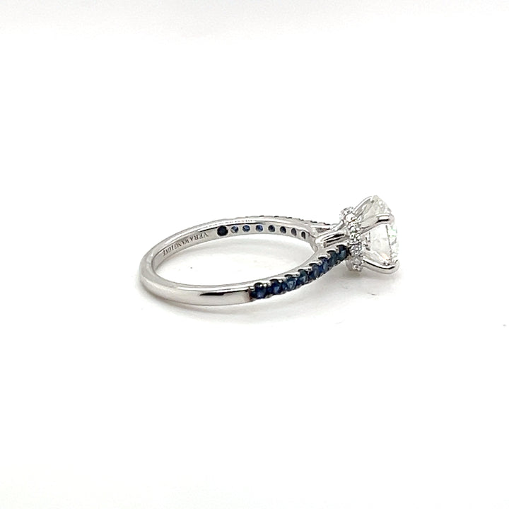 14K White Gold Lab Diamond & Blue Sapphire Engagement Ring