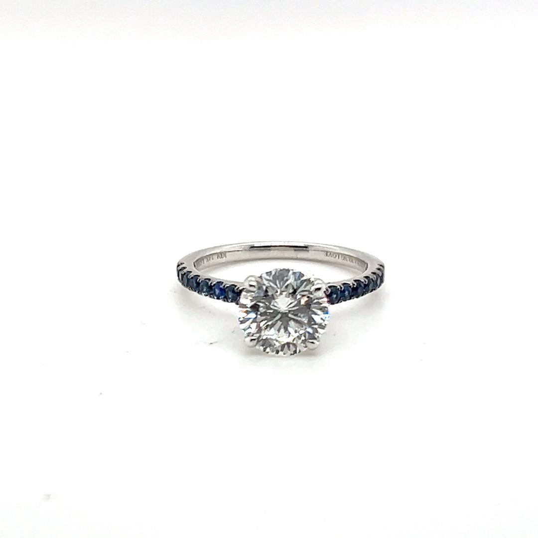 14K White Gold Lab Diamond & Blue Sapphire Engagement Ring